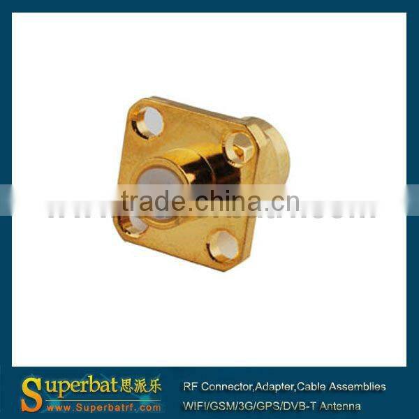SMA 4 hole panel mount Plug with solder post 2 hole sma connector