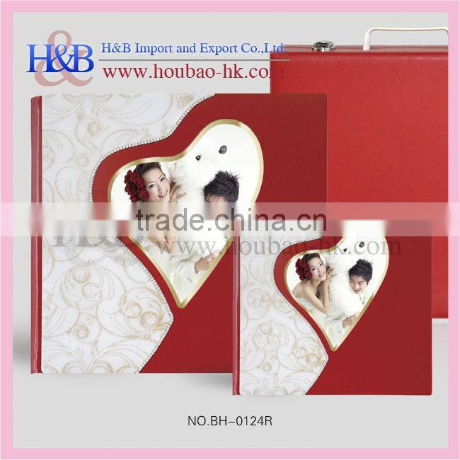 Wholesales red 12*12 unique wedding albums with heart shape