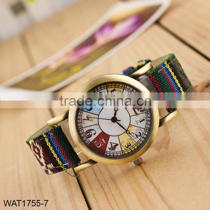 New Handmade Dial Denim Strap Wrist Watch