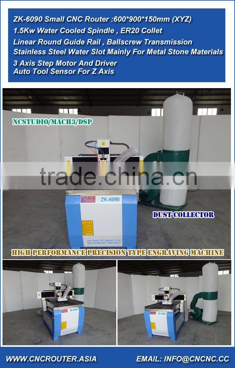 1500W Factory Supply Hot Small CNC Router 6090 Engraver Machine for Milling , Drilling, Carving, Routing NCStudio ZK-6090
