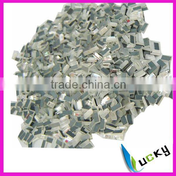 mirror glass flat back crystal rectangle shape 4x6 mm light peach