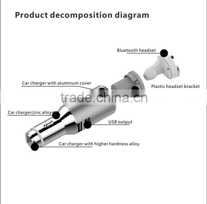2015 Multifuntion car charger with Bluetooth Headset,3 in 1 car charger