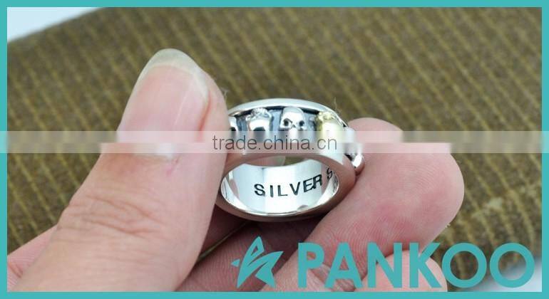 2016 NEW Men's Punk Tai silver Ring Band Silver Skull Head Bone Gothic Fshion Unique men's ring