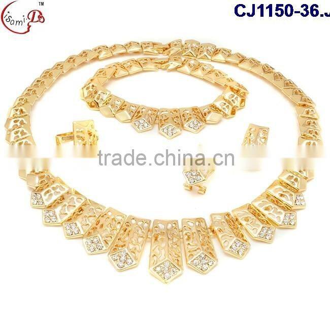 2016 top jewelry gold plating with rhinestone jewelry set wedding/evening party crystal jewelry set wholesale