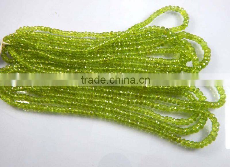 Natural Faceted Green Peridot Roundel Beads