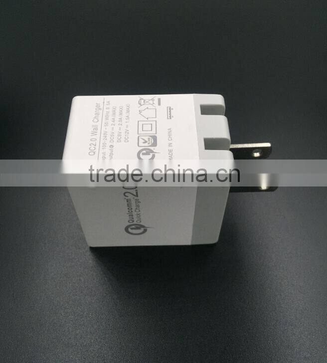 new products 2016 innovative qualcomm certified quick charge QC 3.0 wall Charger output 5V 2.4A,9V 2.0A,12V 1.5A