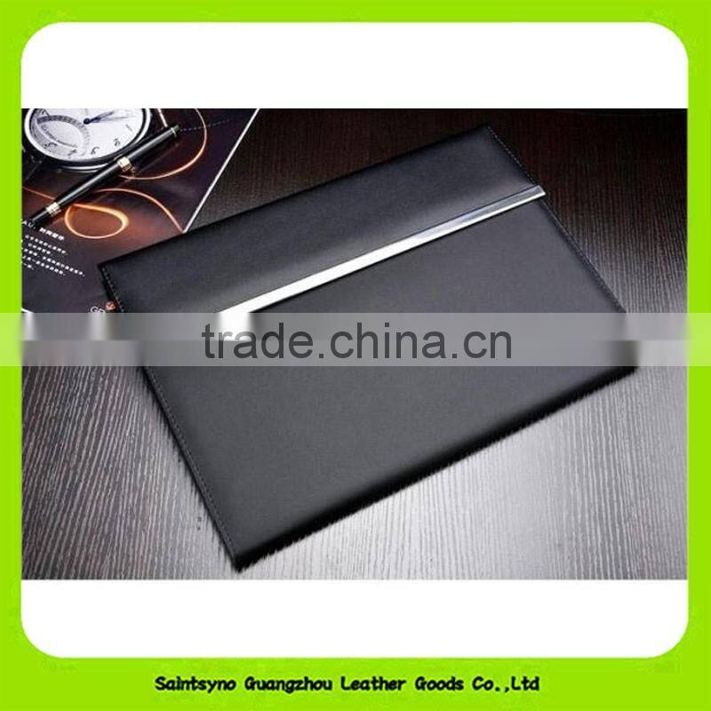 high quality eco friendly hard cover leather a4 conference folder black