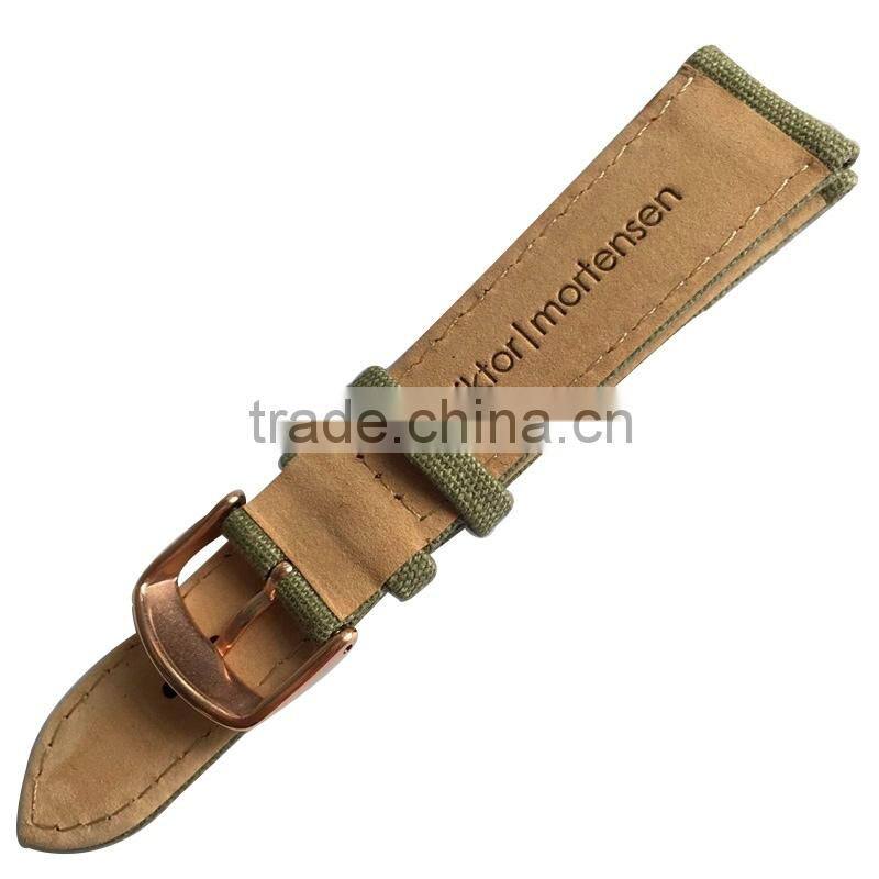 Custom Genuine Leather 28mm Canvas Watch Strap With PAD