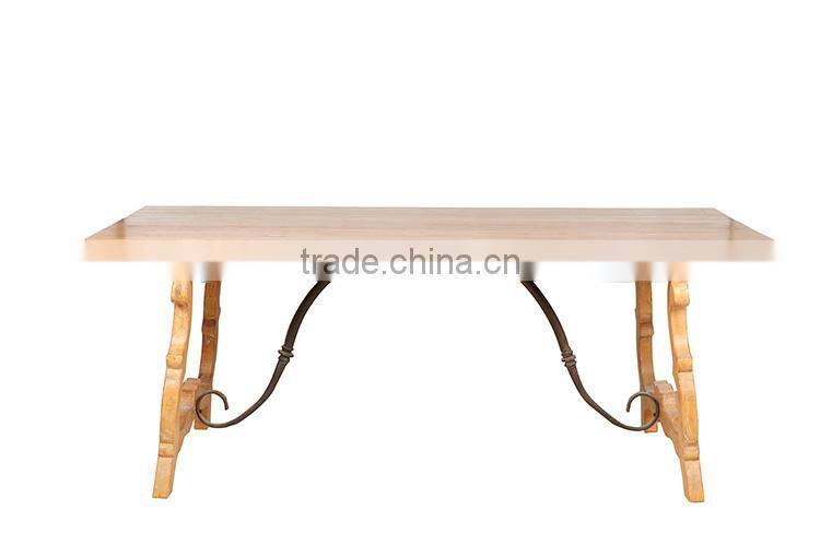 country style solid wood dining Iron table