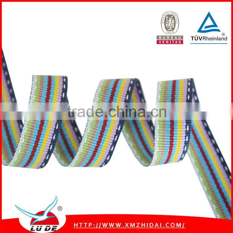 2015 direct factory high quality colorful stitch grossgrain ribbon for garments accessories