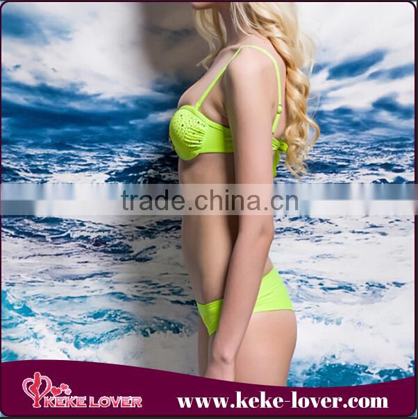 hot girls summer sexy fashion swimwear women hot selling summer latex swimsuits green spandex and polyester sexy bikini 2016