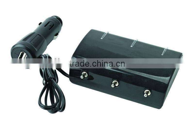 DC 12/24V 3 way sockets with USB and switch