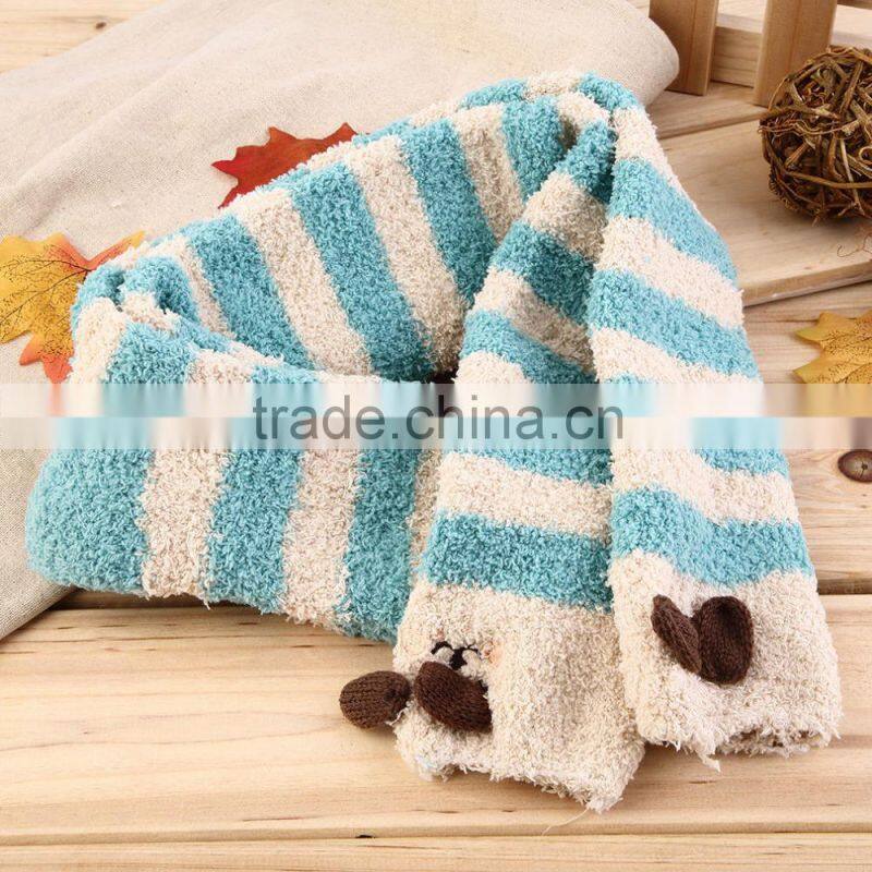 Girl's Fleece Cartoon Animal Thigh Stockings Striped Over Knee Socks Warm