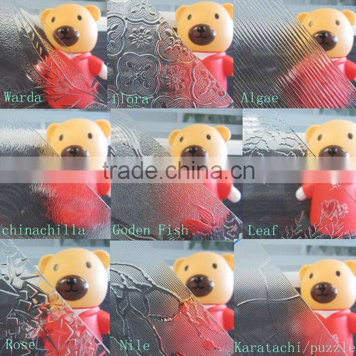 3mm-8mm green Mayflower pattern glass