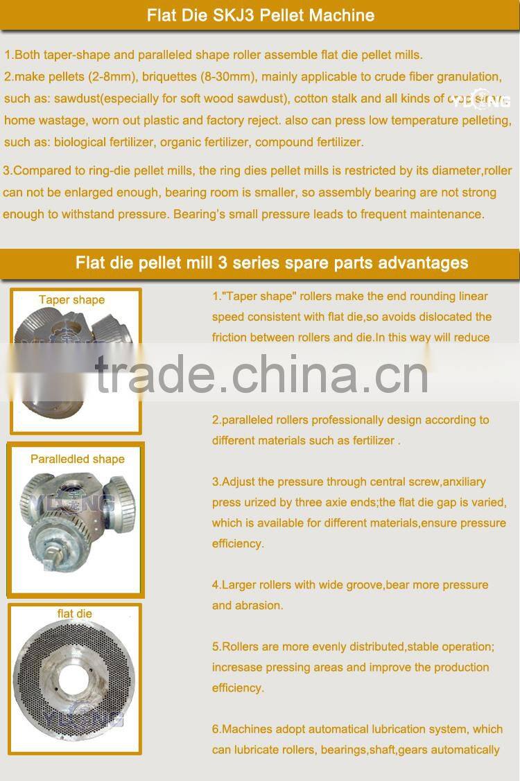 Flat Die Biomass Pellet Machine 55KW Taper Shape Pellet Mill Die And Roller