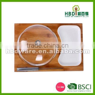 High quality glass cheese dome with bamboo board set