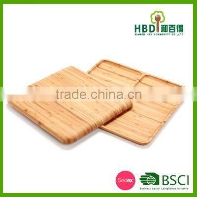 Best selling bamboo food storage tray 3 compartment food tray