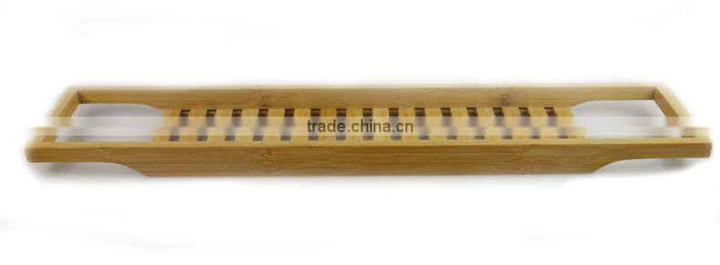 Bathtub Caddy Tray with Extending Sides - Bamboo Wood - Reading Rack Kindle/Book Holder