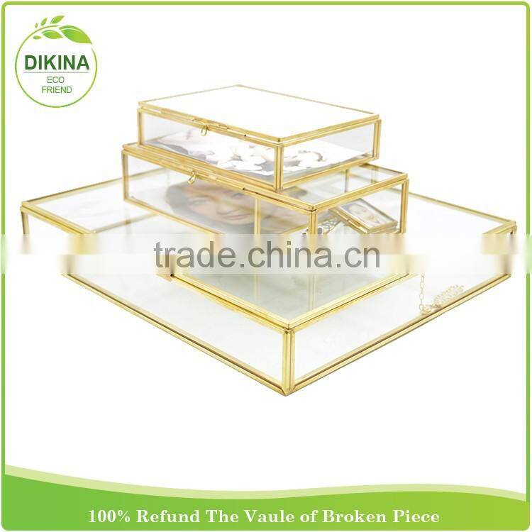 wedding decoration centerpieces holder <> Vintage Brass Box Pentagon Display Jewelry - wholesale glass souvenir picture frame