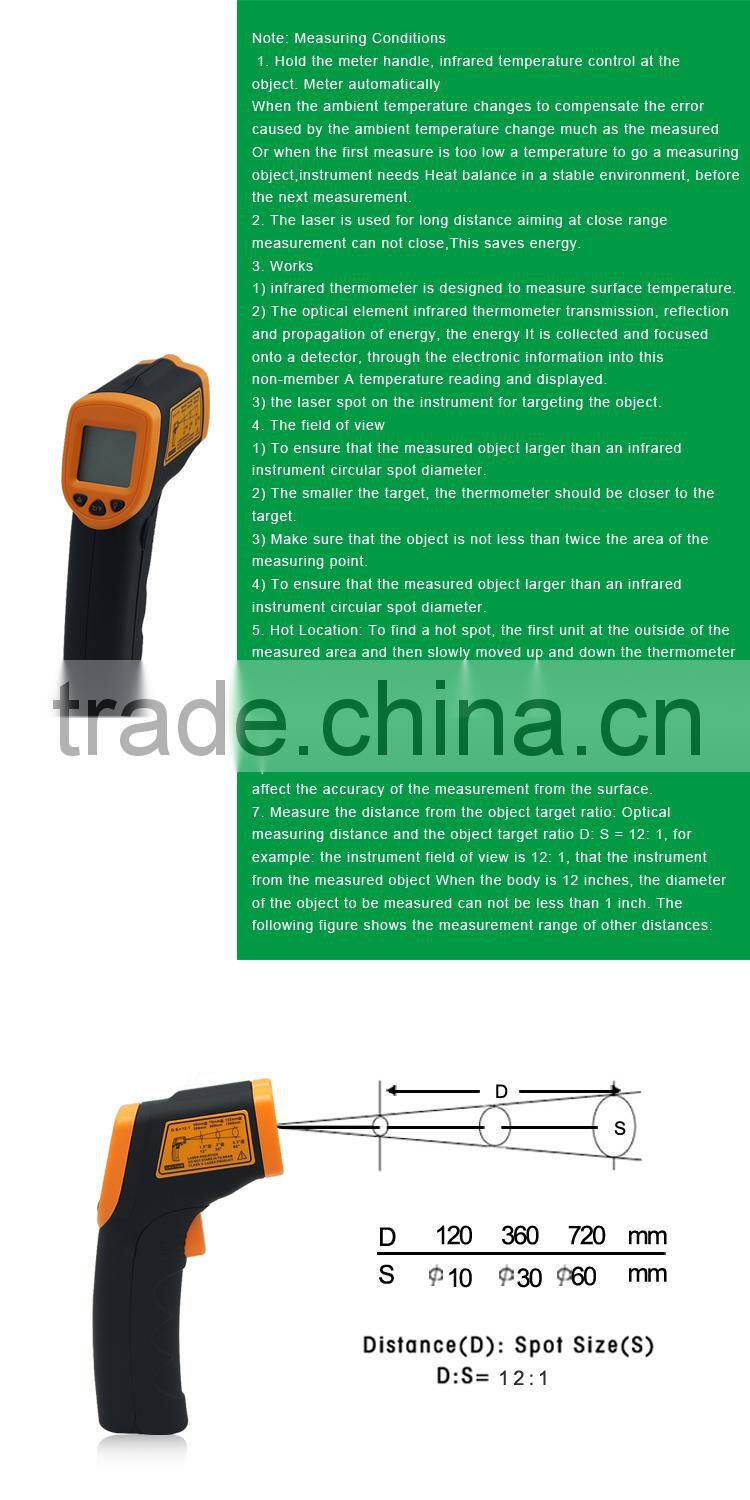 AR320 Digital Non Contact Laser Food Temperature Meter With Backlight Function