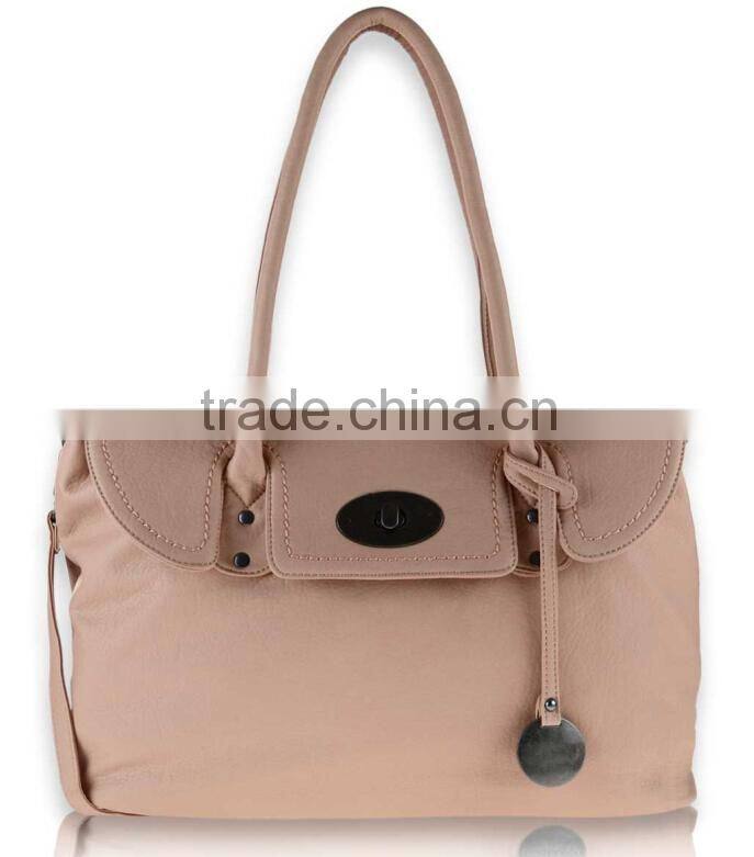 HELEN #637 linear and minimal shape soft women leather-look fabric tote bag shoulder handbag