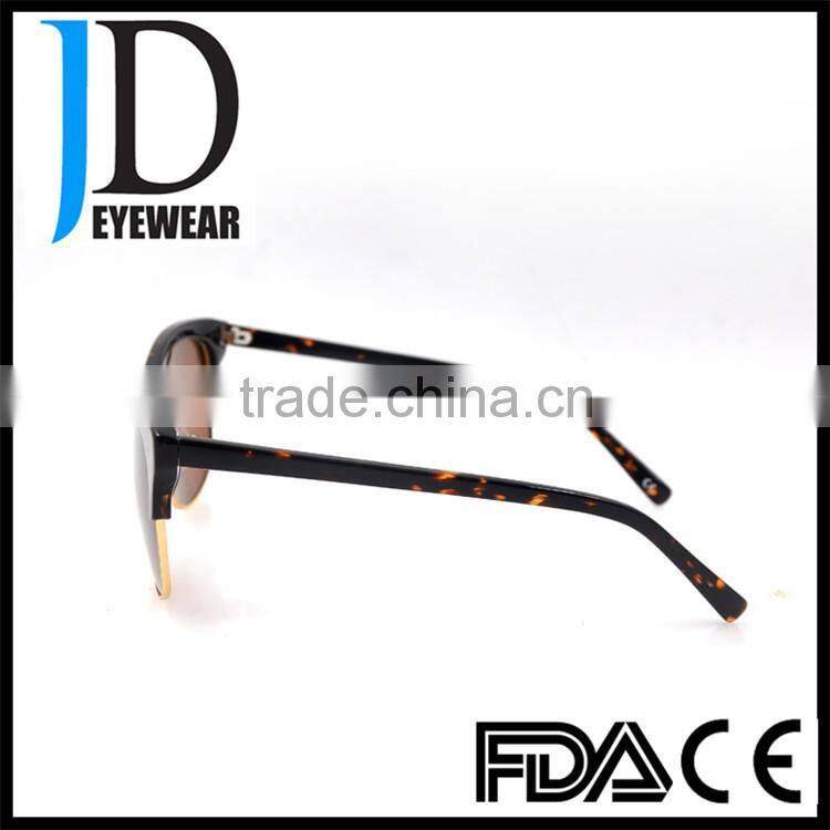 2016 summer 100% handmade acetate mixed metal sunglasses with brown lenses
