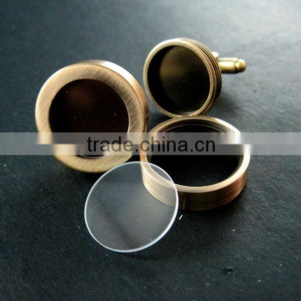 16mm setting antqiued bronze round 3mm deep bezel tray charm floating DIY photo cufflinks,wedding cuff links blank 1500041