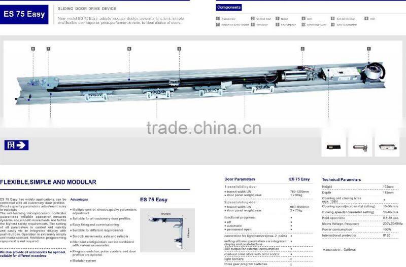 Germany type high quality ES 75 automatic sliding glass door
