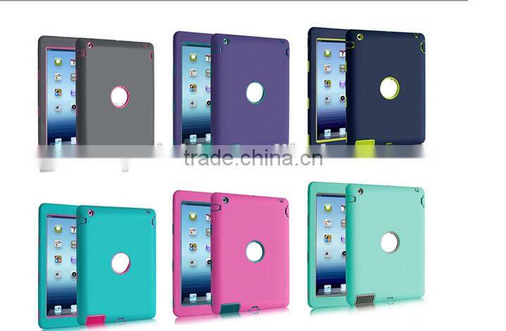TWO-tone silicon+plastic full protective tablet case for ipad air