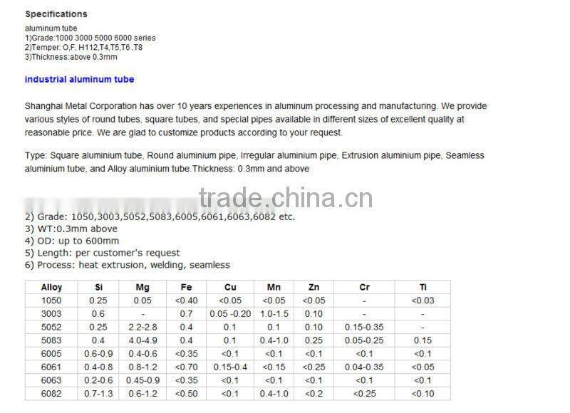Tianjin!Aluminum Tube&Aluminium Pipe&Aluminum steel tube T6 material