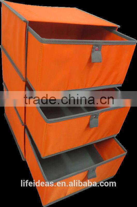 Fabric polyester 3-drawer rectangular storage box