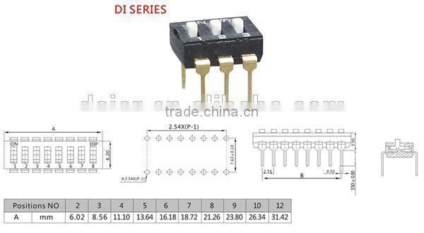 2~12 Position Black Colour Ic Type Tri-State DIP Switch