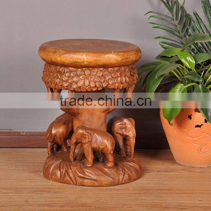 Thailand Style Wood Carved Panda Chair, Panda Shape Design Handcarved Little Chair (BF01-X1173)