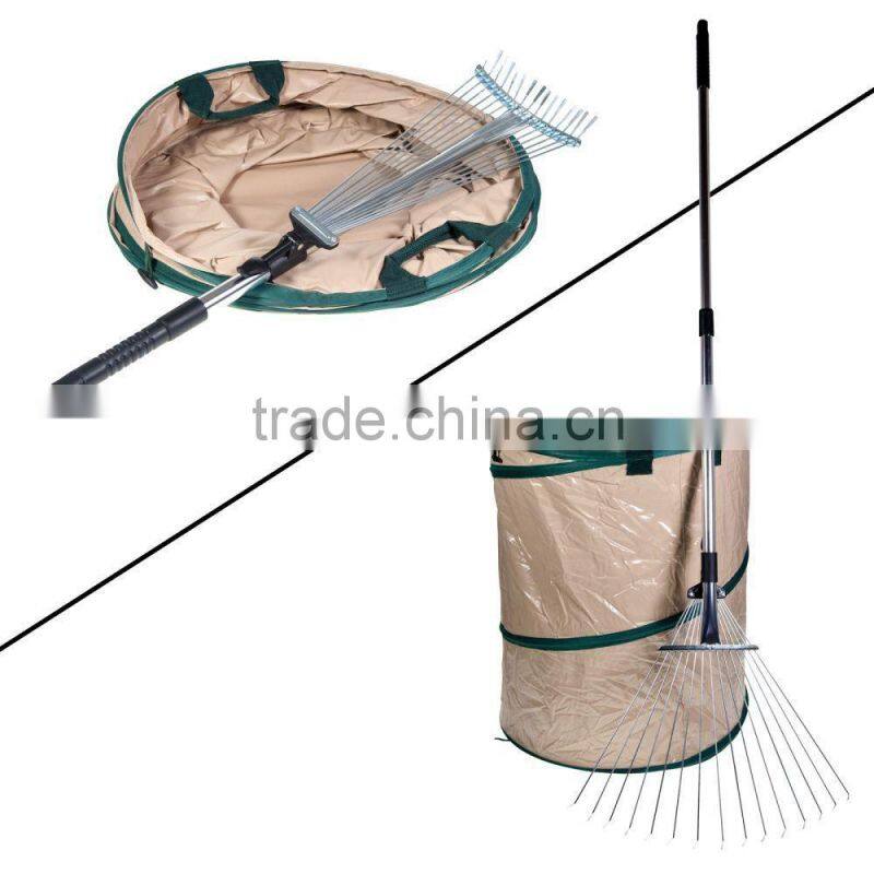 Leaf Rake and Pop-up Container Expandable Collapsible Storage Yard & Lawn Care