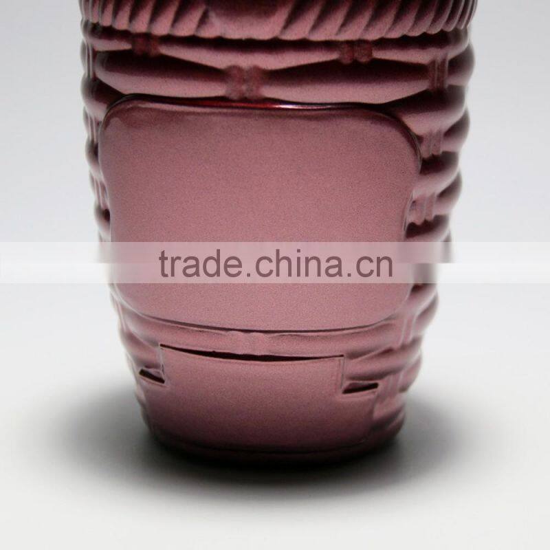 Unique design colored spraying spirit glass bottle