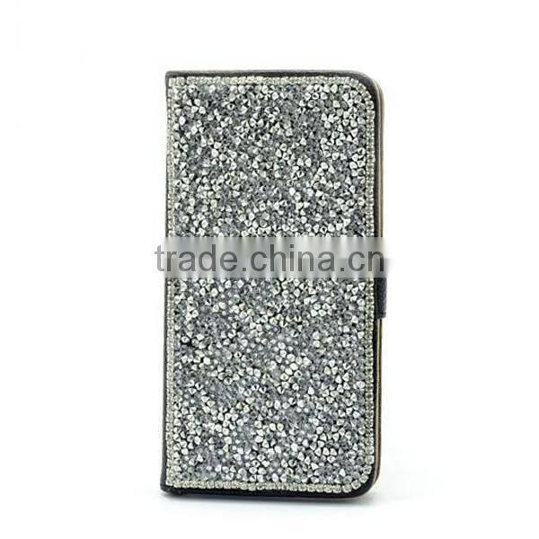 For iphone6 shiny PU leather flip phone case, glittering leather phone cover, pu leather flip case for iphone6