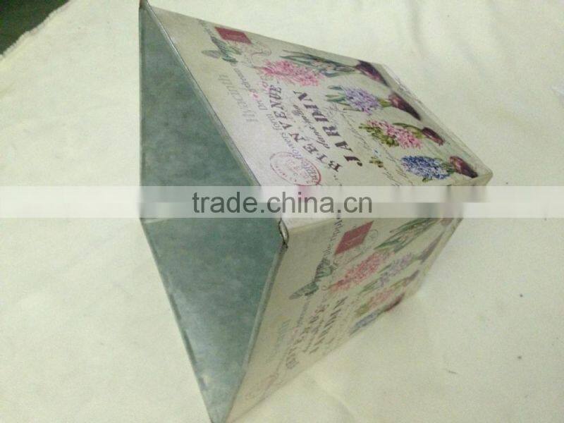 2016 lavender Design paper decal metal square flower pot for garden