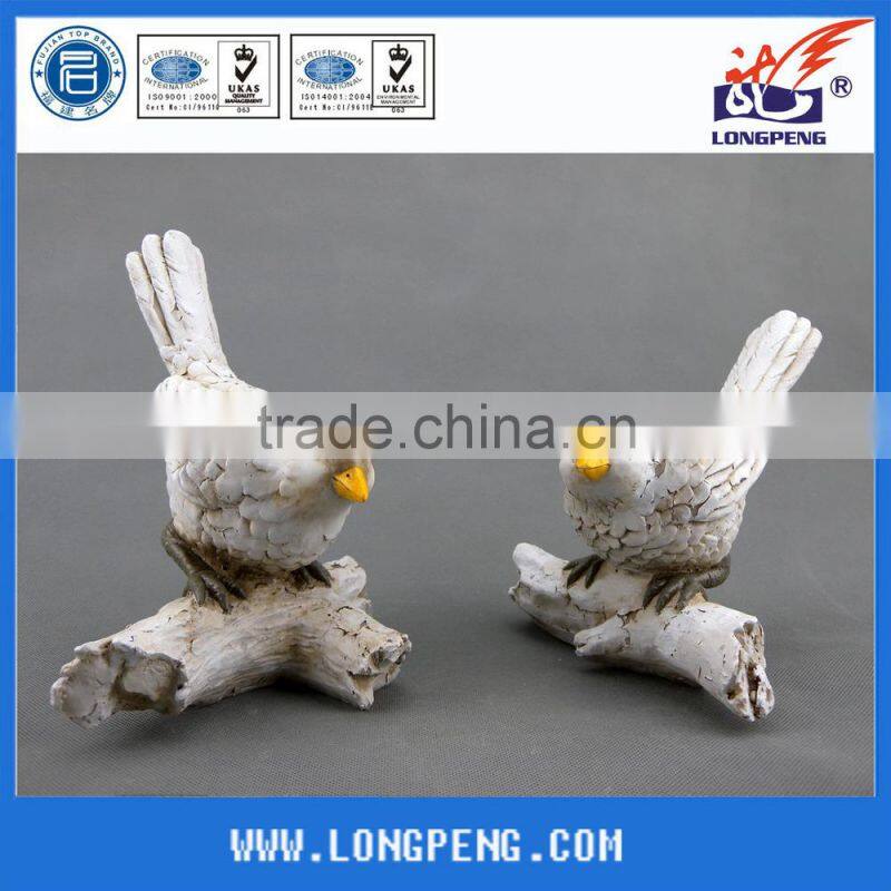 OEM White Polyresin Bird for Garden Decoration & Indoor