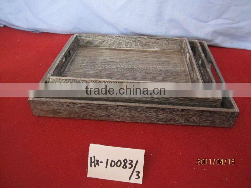 storage carbonize wooden serving tray ,wooden fruit tray for sale