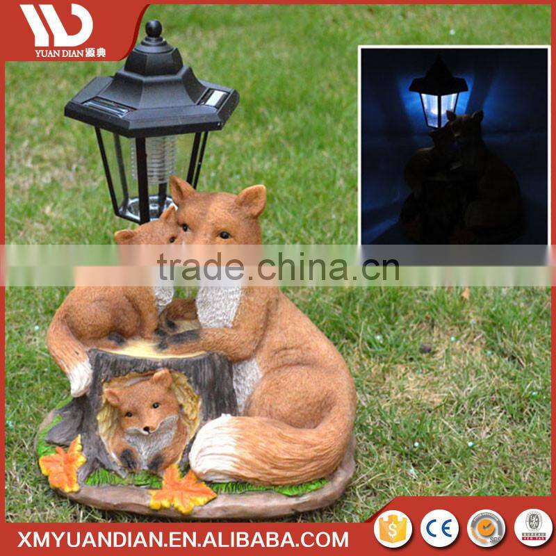 Online Shop China Art Work Fox Resin Craft Solar Garden Led Light