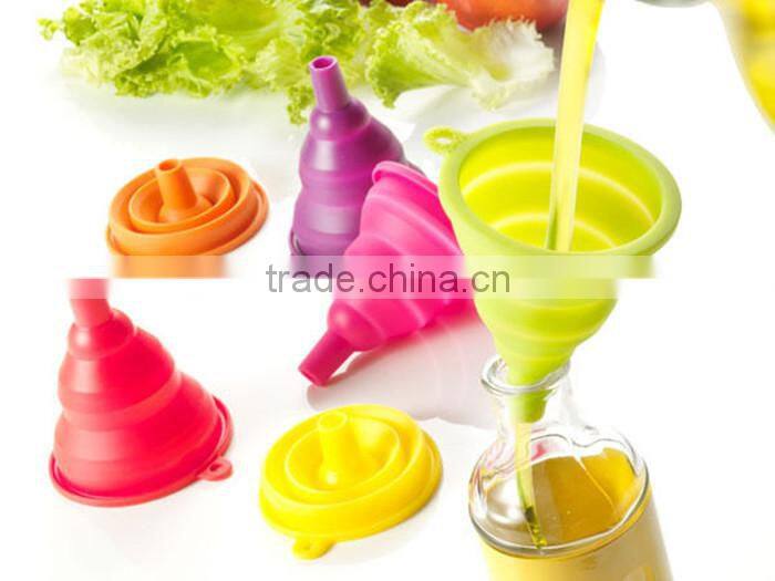 Cooking funnel food grade kitchen silicone rubber funnel silicone foldable funnel