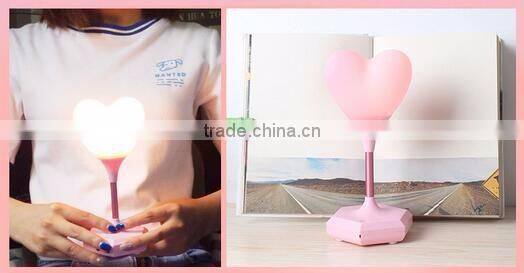 2017 new Rechargeable usb 1500mah romantic love heart shape led night light