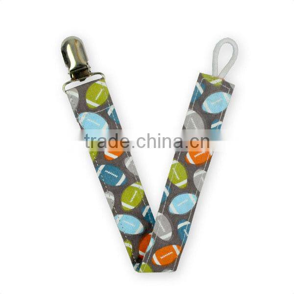 Hot Selling Pacifips Designer Baby Pacifier Clip With Ribbon Cotton Metal Baby Pacifier Clip