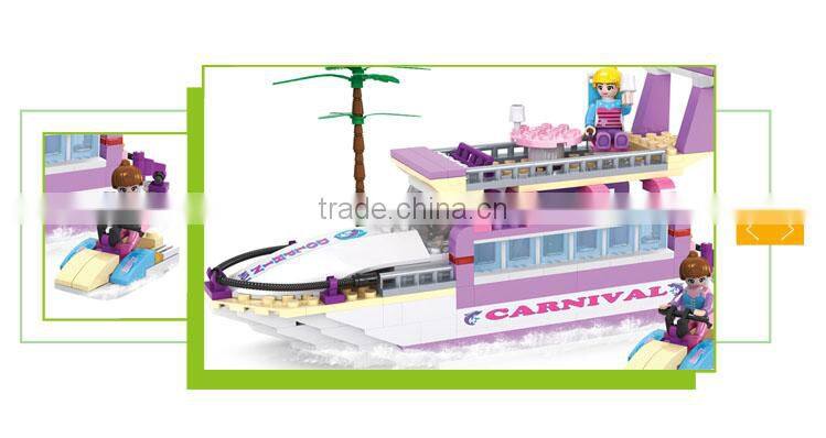 Educational small plastic toy boat set childrens building blocks
