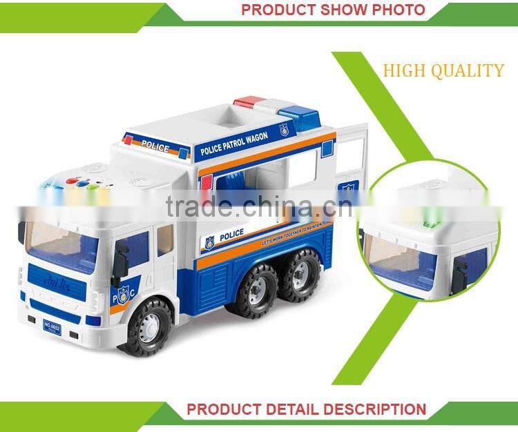 Newest friction inertia set musical electric toy police kit
