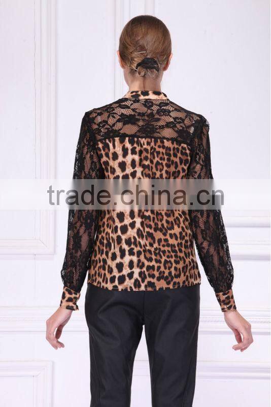 Leopard print spring summer in thin woman chiffon shirt