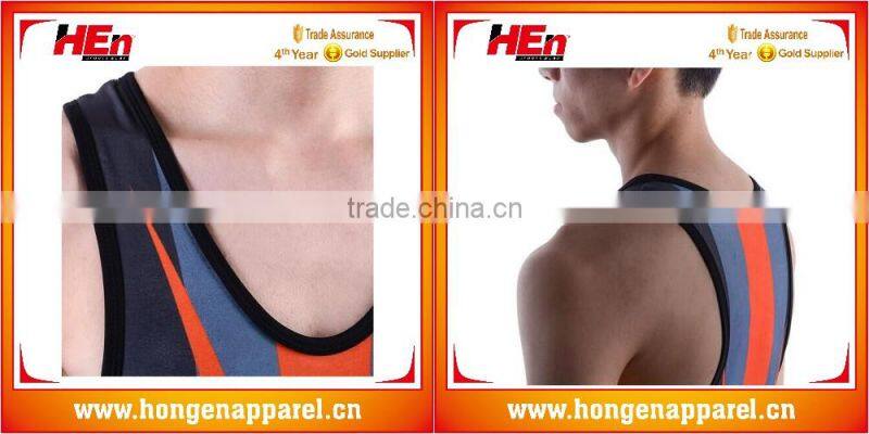 Hongen apparel Top selling products in alibaba mens dry fit wrestling singlet printing customised