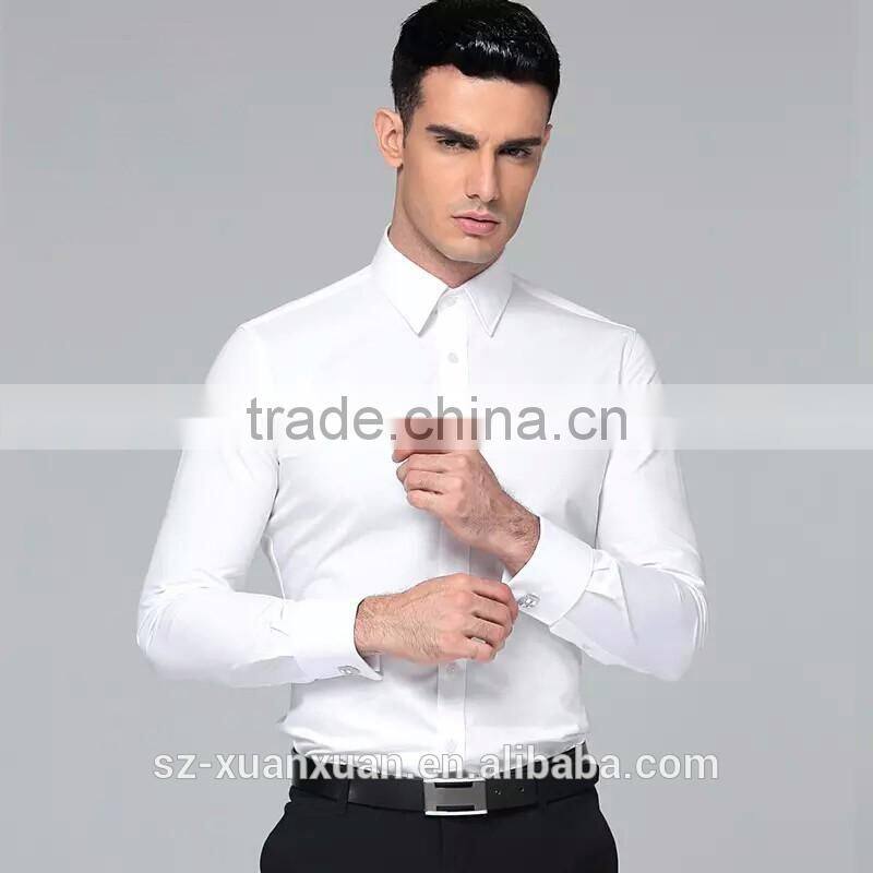 2016 White mandarin collar fit slim business shirt for men officeware
