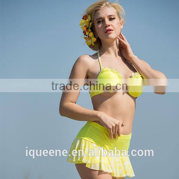 2015 three pieces latest high quality sexy and sweety swimmingsuit lacing beachwear,bikini