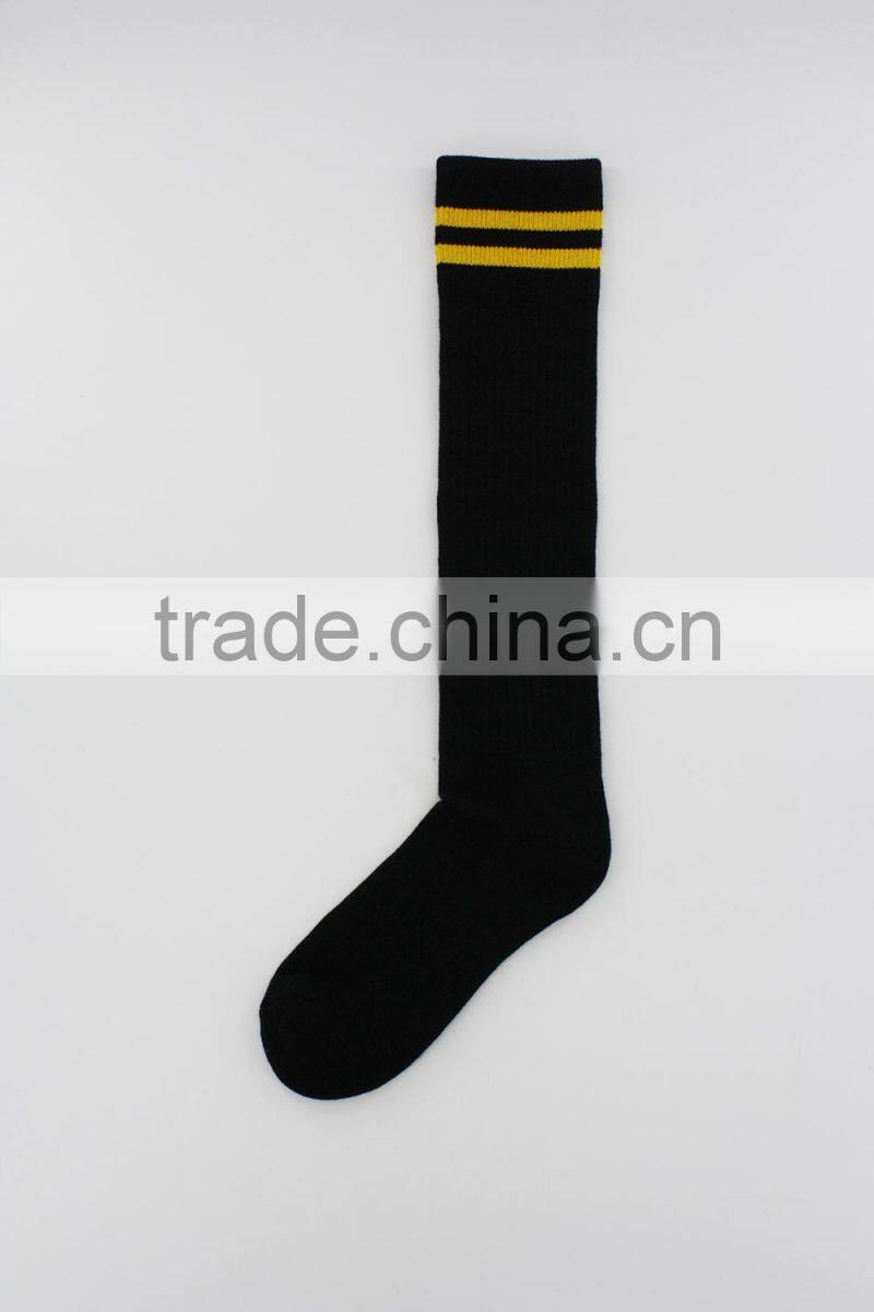 Custom black nylon football socks with strip